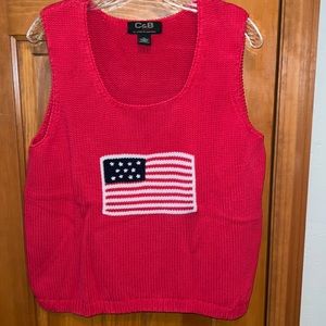 Croft & Barrow  Patriotic V tank top sweater size XL